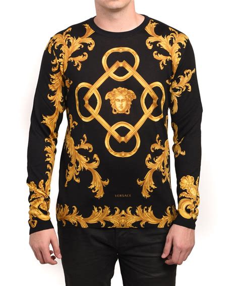 versace collection sweatshirt suede logo|Versace sweaters for men.